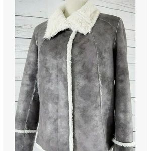 PECK & PECK Weekend Women Faux Fur Lined Soft Grey Reversible Jacket, Sz…